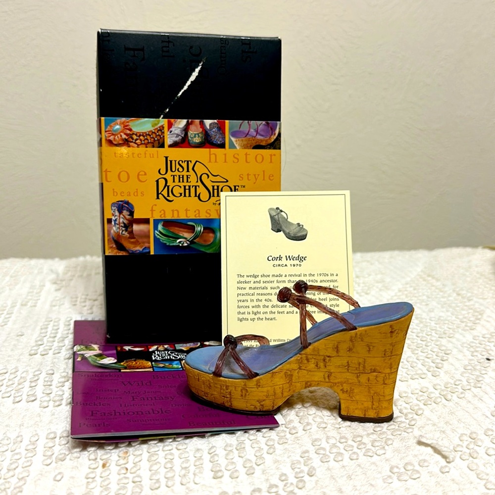 👠 Just the Right Shoe  "CORK WEDGE" circa 1970
By Raine. NEW - in original box.